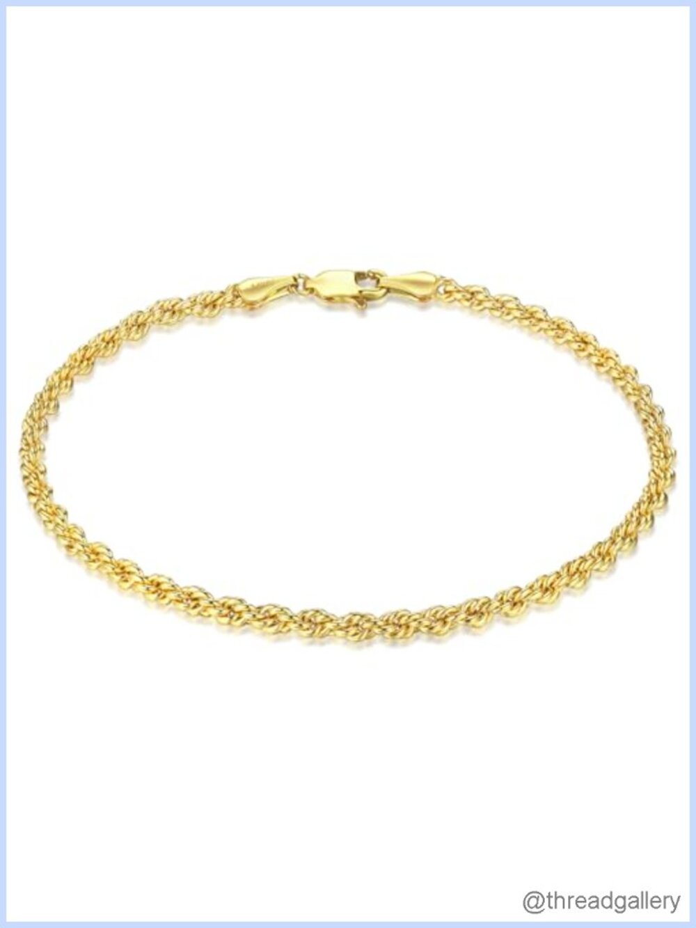 14k Gold Filled Rope Chain Bracelet Women 3mm Lobster Clasp